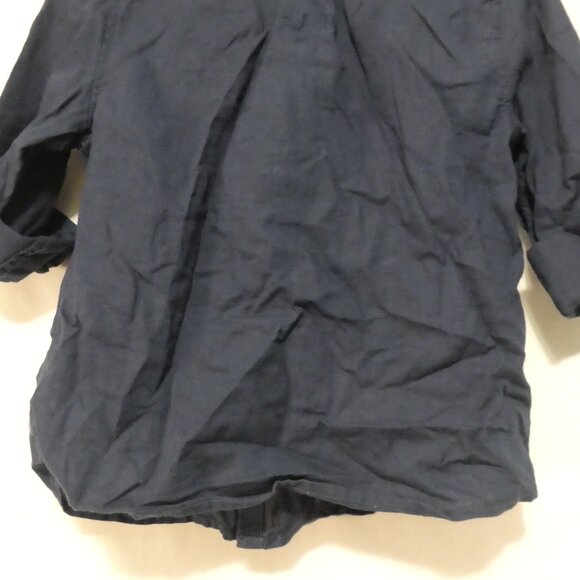 H&M | 5-6 years | Dark Navy Blue Button-Up Linen / Cotton Shirt | Roll Tabs - Picture 15 of 16